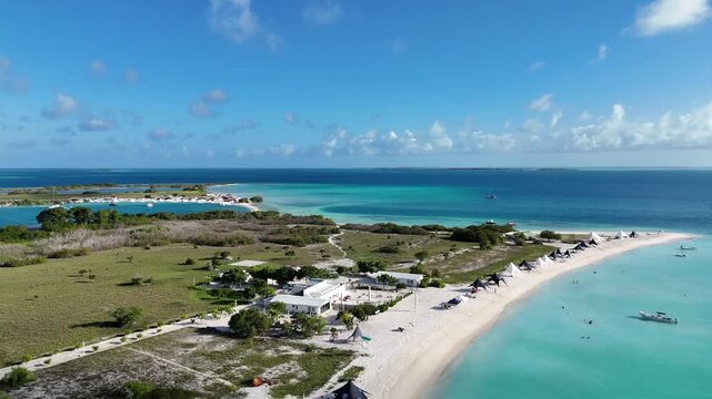 Aerial Drone View of Turquoise Caribbean Waters in Los Roques