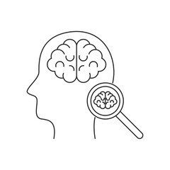 brain research and analysis icon vector design concept line style