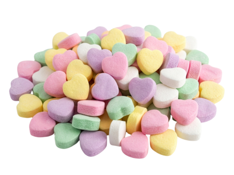 Colorful heart sprinkles pile for Valentine’s Day, PNG transparent background