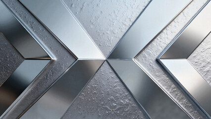 Metallic geometric pattern with reflective surfaces and texture  