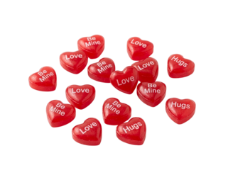 Scattered heart macarons and chocolates for Valentine’s Day, PNG transparent background
