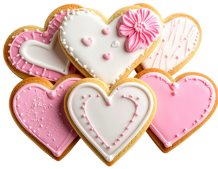 Valentine's cookies mix on transparent background, png