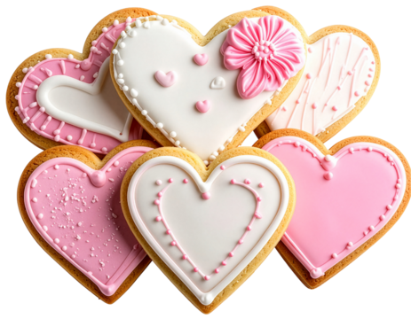 Valentine's cookies mix on transparent background, png - Powered by Adobe