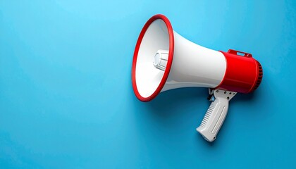 A vibrant image of a megaphone on a bright blue backdrop, ready to deliver messages