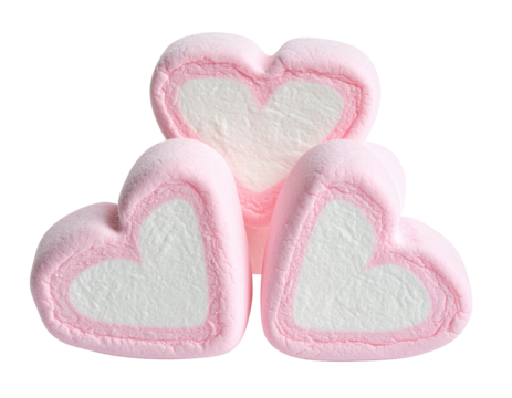 Soft heart marshmallows styled for valentine's day, png on transparent background - Powered by Adobe