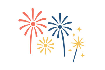 Fireworks and sparkling light on a transparent background, and a black background with transparency