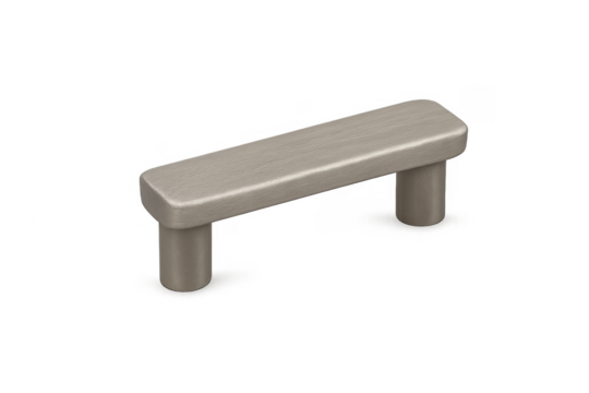 Brushed metal cabinet pull handle on transparent background