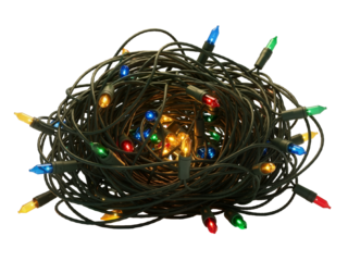 Tangled Christmas Lights – A Humorous Reminder of Holiday Decorating Challenges

