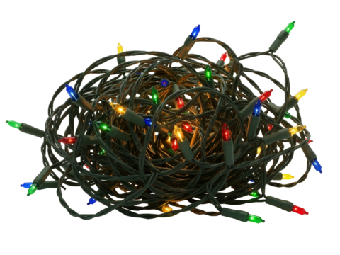 Tangled Christmas Lights – A Humorous Reminder of Holiday Decorating Challenges

