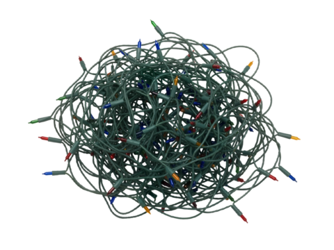 Tangled Christmas Lights – A Humorous Reminder of Holiday Decorating Challenges

