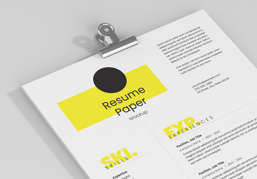 Resume A4 Paper Mockup
