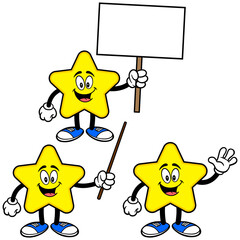 Star Mascot Set 01, Hand Drawn illustrations of Star Mascots in various poses.