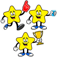 Star Mascot Set 03, Hand Drawn illustrations of Star Mascots in various poses.