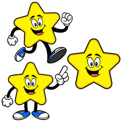 Star Mascot Set 05, Hand Drawn illustrations of Star Mascots in various poses.