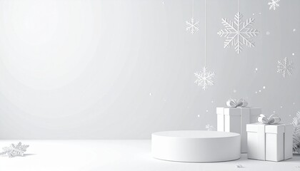 Minimalist White 3D Holiday Podium Scene