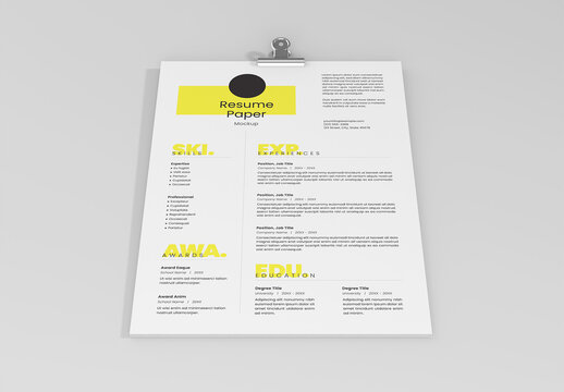 Resume A4 Paper Mockup