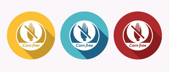 Corn free symbol three colorful circles product information nutrition food forbidden