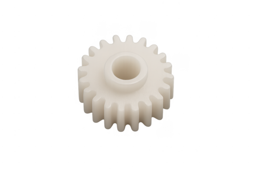 White plastic gear cog for team engineering work