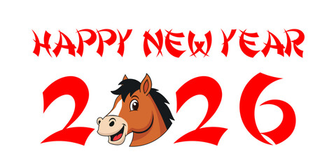 2026 Chinese New Year of the horse greeting card vector illustration