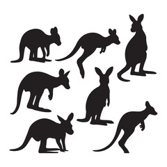 a set of kangaroo vector silhouette
