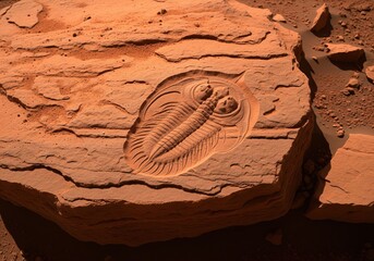 Ancient fossil in sandstone rock invites exploration and discovery of Earth's past wonders and mysteries