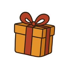 Christmas gift box with ribbon cartoon illustration