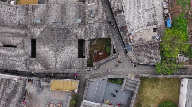 Aerial view of Hongcun Village, China.