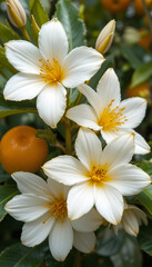 Fototapeta premium orange beautiful blossoming flowers background. Ai generated