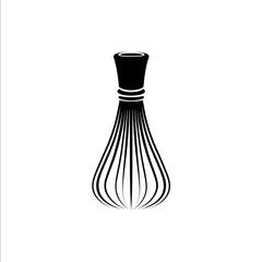 matcha whisk simple lines vector black on white background.