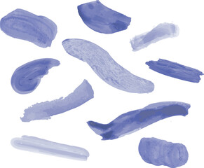 Blue Watercolor Brush Strokes Set