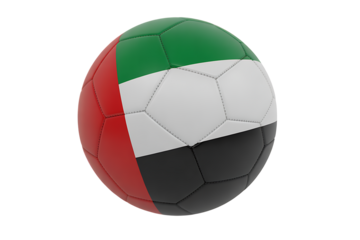 UAE Soccer Ball with National Flag Isolated on Transparent Background 
