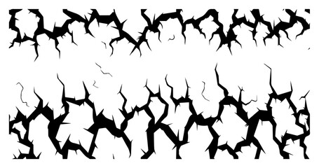 Cracked earth border frame, broken ground grunge texture vector illustration