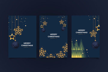 merry Christmas Cards with Gold Decorations merry christmas greeting card template design