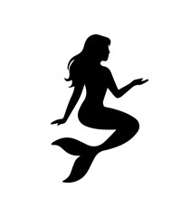 Mermaid simple cut out silhouette. Fantastic character icon.