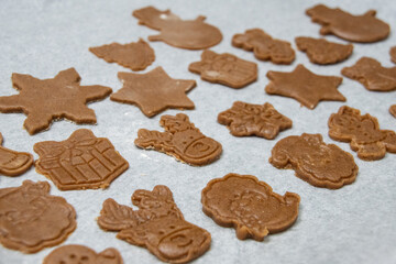 Christmas gingerbread cookies before baking