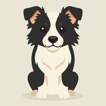 Smart Border Collie Cartoon Icon