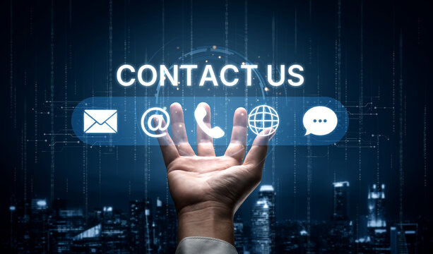 UI concept for contact us section showing icons for email, web, phone, and message. Contact and support icons help streamline business communication and improve customer contact experience. Spline