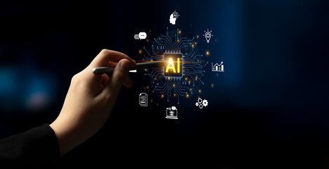 A concept of a global AI platform providing integrated business solutions. This central intelligence powers worldwide operations, from data analysis and automation to innovation. Fermion
