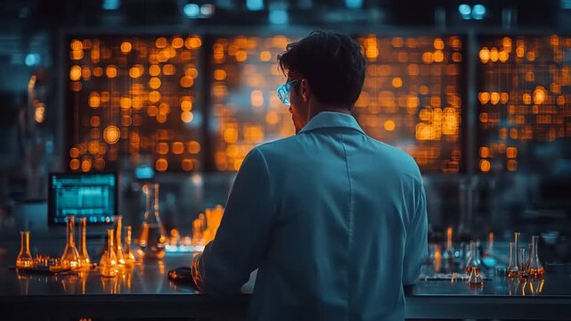 Scientist Analyzing Data in High-Tech Laboratory - Powered by Adobe