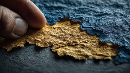 Concept of Ukraine map being torn showcasing strength and resilience