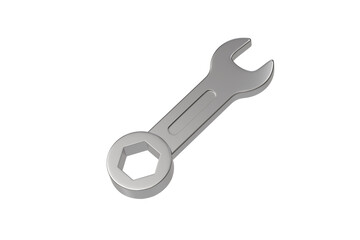 3d metal wrench tool icon. repair maintenance concept. minimal cartoon spanner tool mechanic for app icon web banner. isolated on white background. 3d render.
