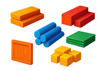 Collection of wooden blocks in various shapes and sizes
