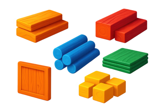 Collection of wooden blocks in various shapes and sizes