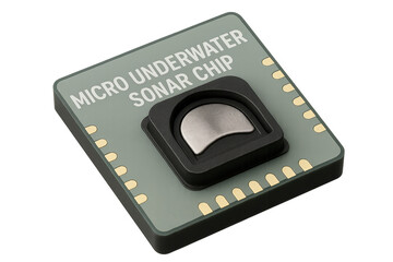 Obraz premium Micro underwater sonar chip for marine technology tracking