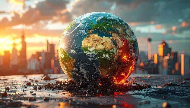 Econimical crisis concept. Spread in the world, economy is down. 3d illustration