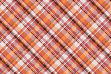 Warm plaid pattern. Seamless design with orange, pink, and brown tones. Perfect for backgrounds, textiles, or adding a cozy, classic touch to projects.