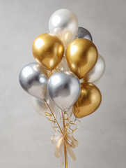 gold balloons and silver balloons