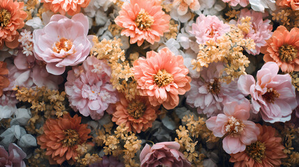 Un assortiment de fleurs color&eacute;es dans une composition florale.