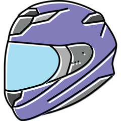 Purple Motorcycle Helmet With Light Blue Visor And Grey Accents On A Transparent Background Offering Head Protection For Riders