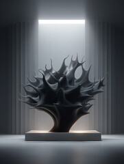 Futuristic Dark Sculptural Form Exhibit